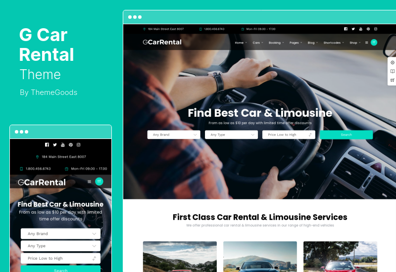 ธีม GCarRental - ธีมรถเช่าและลีมูซีน WordPress