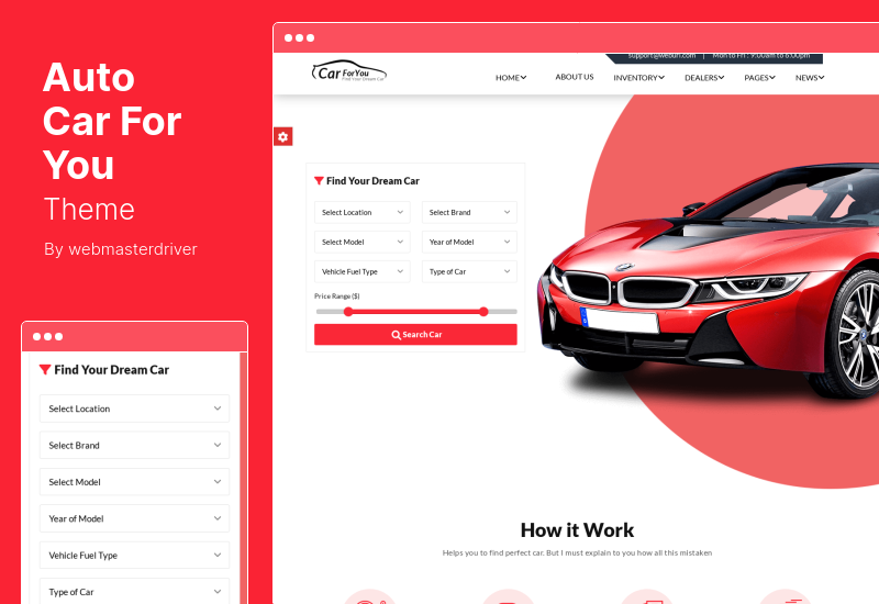 موضوع Auto CarForYou - سمة WordPress لتاجر السيارات المستجيبة