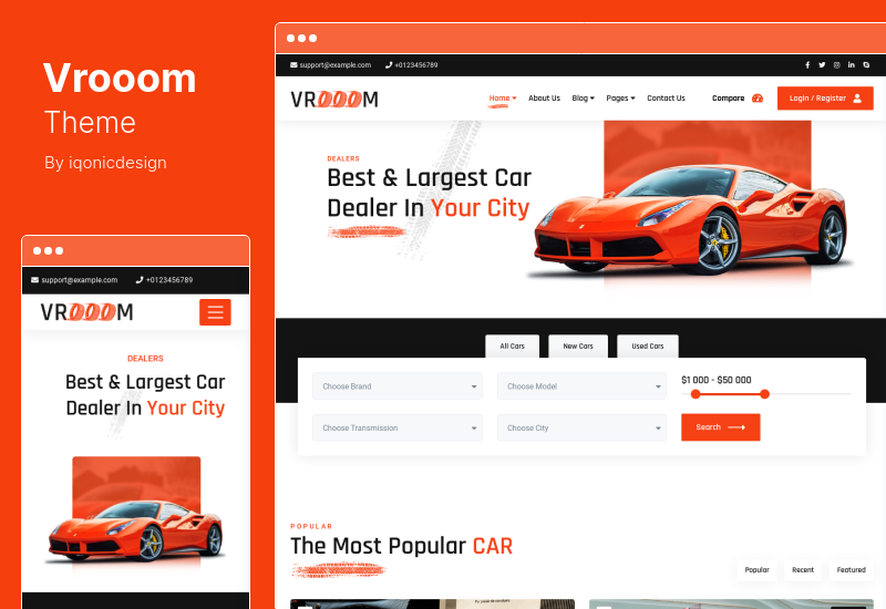 Vrooom Theme - Тема WordPress для автомобильного дилера