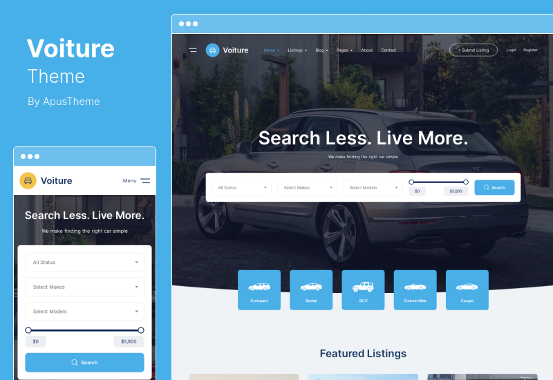 موضوع Voiture - سمة WordPress لتاجر السيارات والسيارات