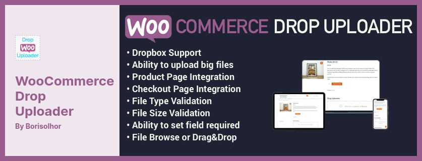 WooCommerce Drop Uploader Plugin - 轻松将文件直接放在 WooCommerce 产品和订单上