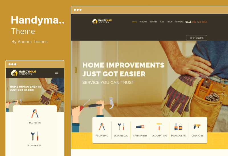 Handyman Theme - บริการก่อสร้างและซ่อมแซมอาคาร WordPress Theme