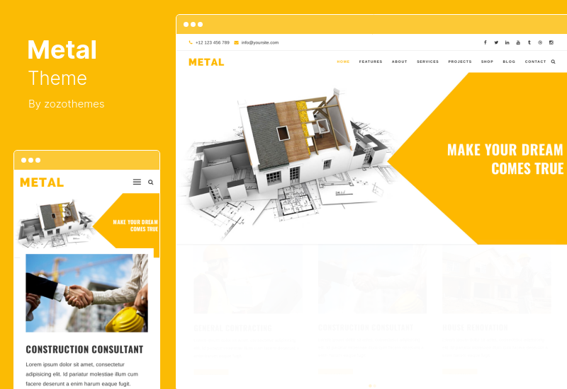 Metal Theme - Teme WordPress pentru afaceri de construcții și construcții