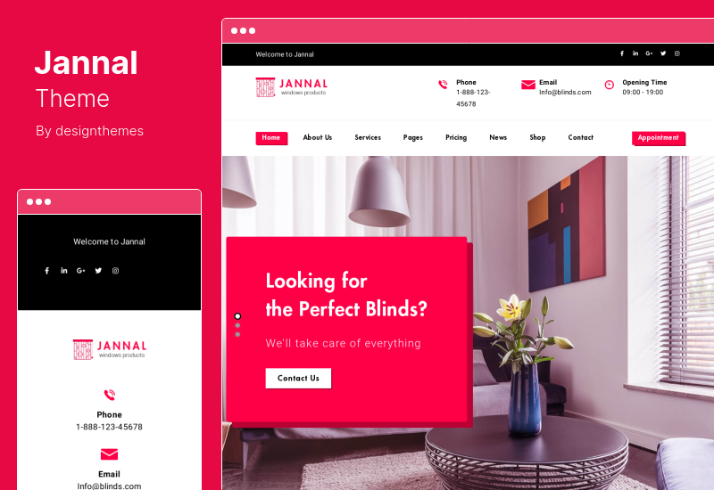 ธีม Jannal - บริการผ้าม่านและประตูหน้าต่าง WordPress Theme