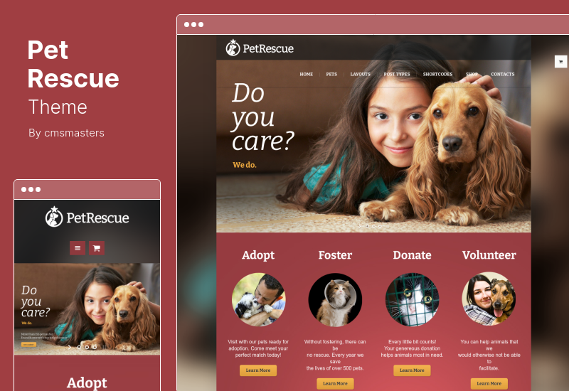 ธีมกู้ภัยสัตว์เลี้ยง - ธีม WordPress สัตว์และ Shelter การกุศล