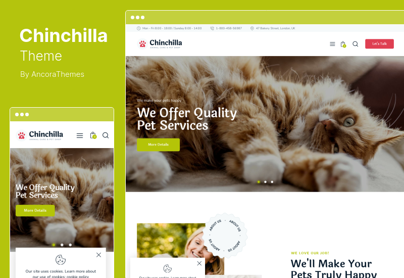 Tema Chinchilla - Tema WordPress de Cuidados com Animais e Pet Shop