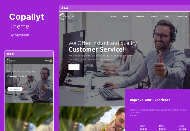 Copallyt Theme - คอลเซ็นเตอร์ & เทเลมาร์เก็ตติ้ง WordPress Theme