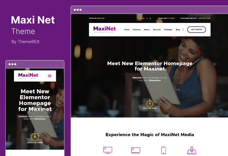 MaxiNet Theme - WordPress-Theme für Breitband- und Telekommunikations-Internetanbieter