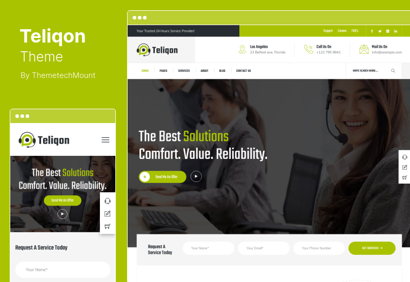 ธีม Teliqon - คอลเซ็นเตอร์ & เทเลมาร์เก็ตติ้ง WordPress Theme