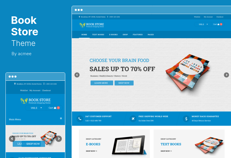 Tema da loja de livros - Tema da loja de livros WordPress e WooCommerce