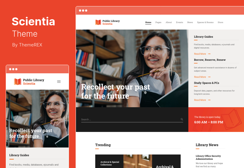 Scientia Theme - ห้องสมุดสาธารณะและร้านหนังสือ Education WordPress Theme