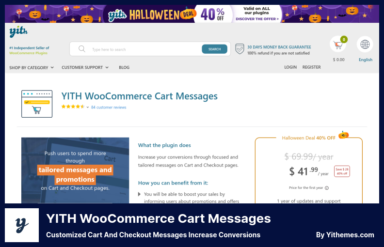 Plugin de mensagens de carrinho YITH WooCommerce - mensagens personalizadas de carrinho e checkout aumentam as conversões