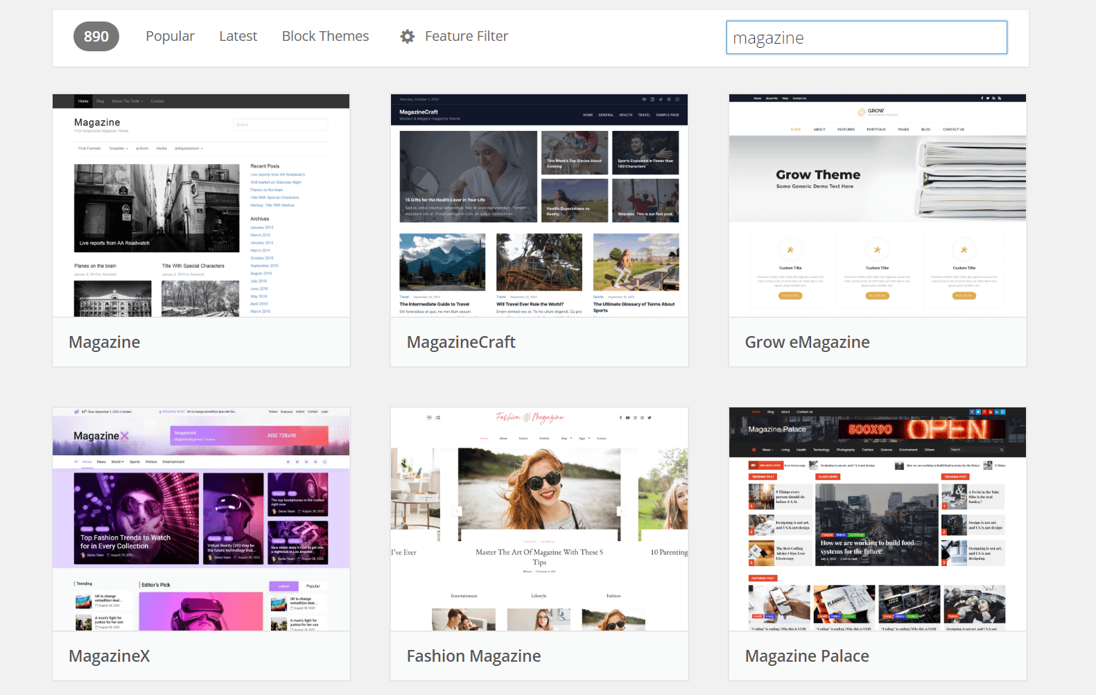 Каталог тем WordPress