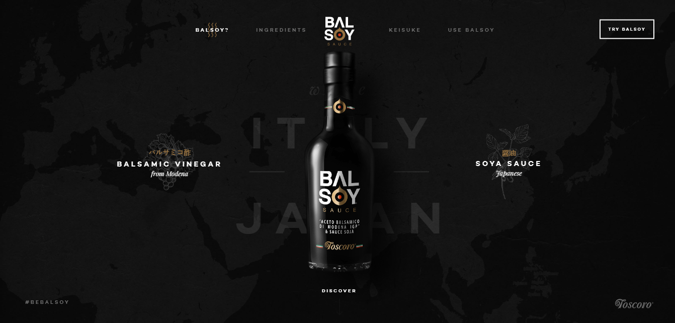 Balsoy 網站是公司推廣一種簽名產品的單頁網站示例。