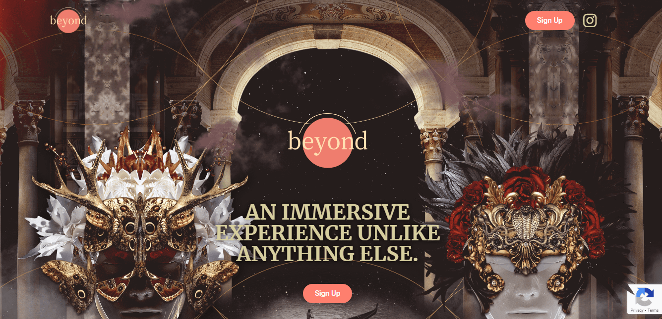 Die Beyond-Homepage ist ein Beispiel für eine einseitige Website zur Bewerbung einer besonderen Veranstaltung.