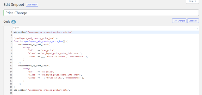 Aggiunta di uno snippet per modificare i prezzi in base al paese in WooCommerce