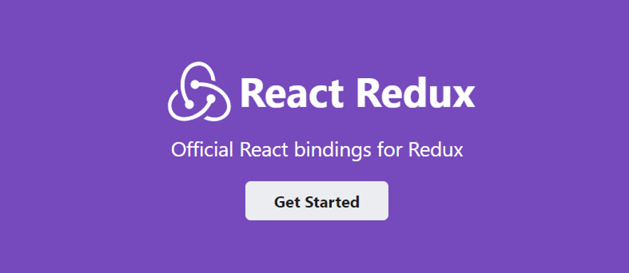 「React Redux」に言及しているページの上部にロゴがあり、その下に簡単な説明が 1 つのボタンで表示されている