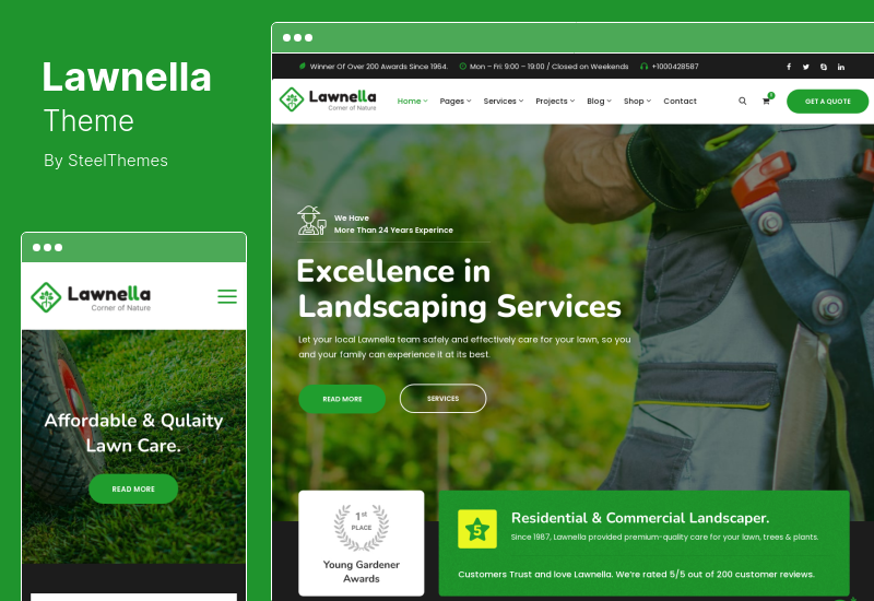 ธีม Lawnella - การทำสวนและการจัดสวน WordPress Theme