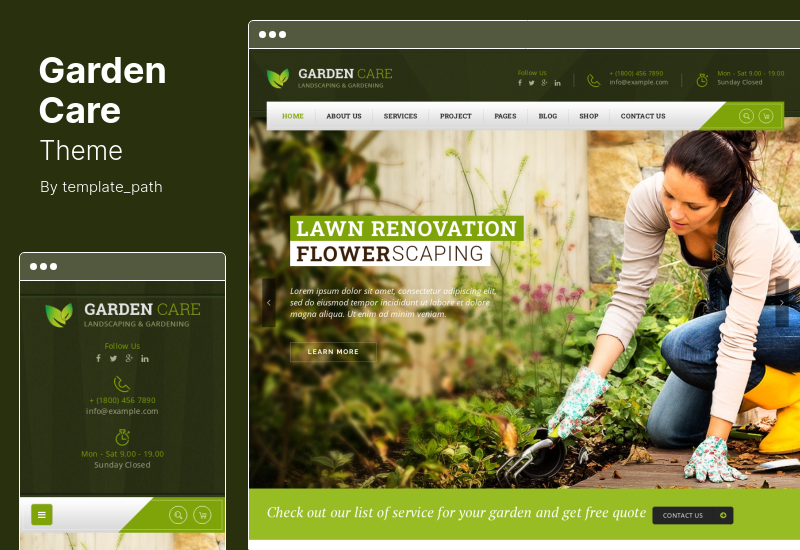 Tema Garden Care - Tema WordPress de jardinagem e paisagismo