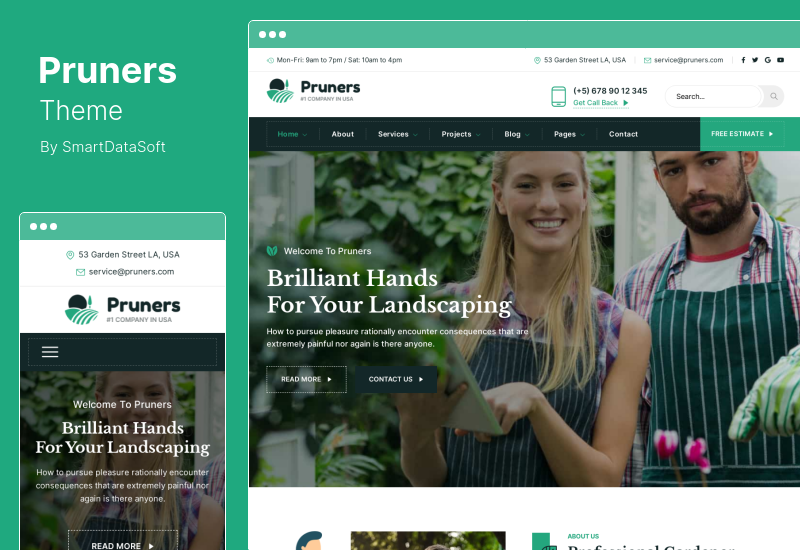 Pruners Theme - Garden Landscaper WordPress テーマ