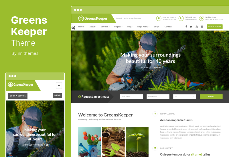 Tema GreensKeeper - Tema WordPress reattivo per giardinaggio e paesaggistica