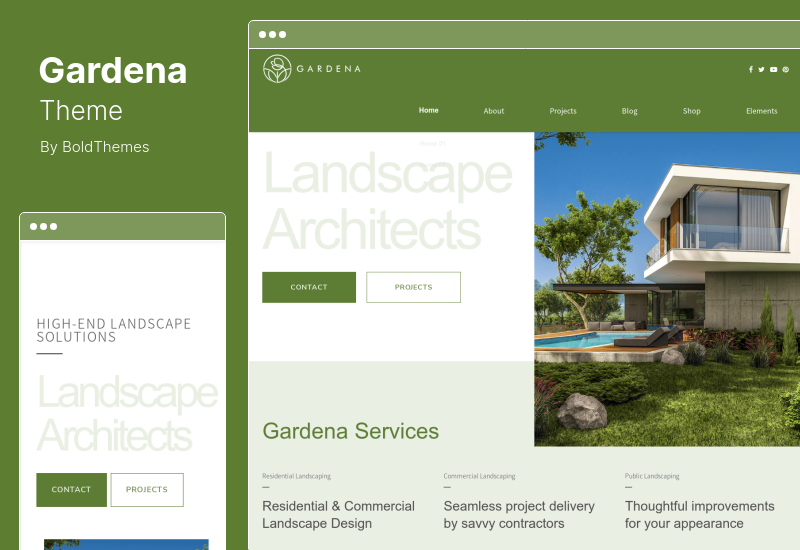 Tema Gardena - Tema WordPress de paisagismo e jardinagem