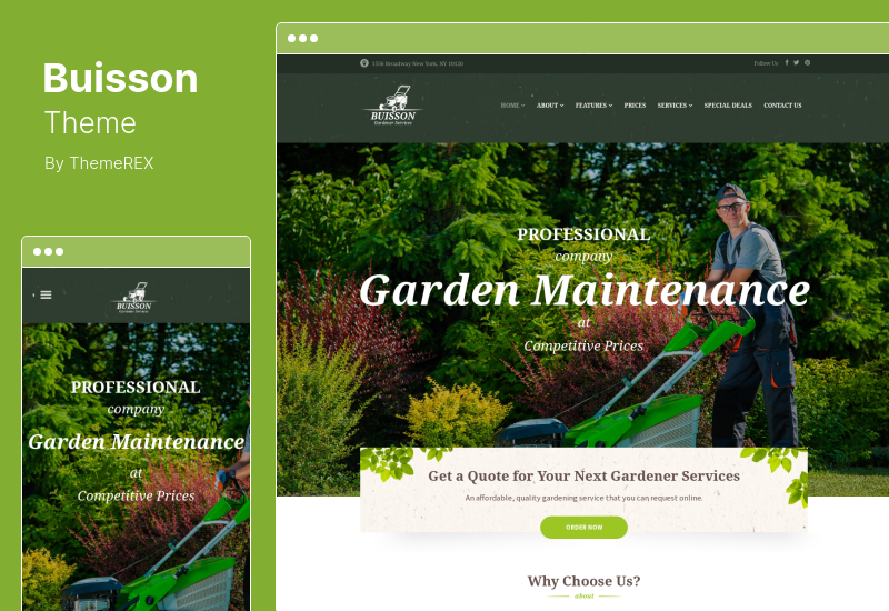 Thème Buisson - Thème WordPress pour les services de jardinage et d'aménagement paysager