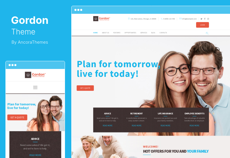 Gordon Theme - บริษัท การลงทุนและประกันภัย WordPress Theme