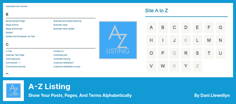 Complemento de listado A-Z: muestre sus publicaciones, páginas y términos alfabéticamente