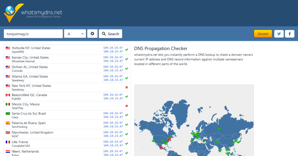 verifique se há problemas de dns