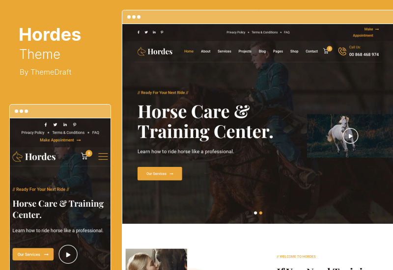 Tema Hordas - Tema WordPress Equestre e Cavalo