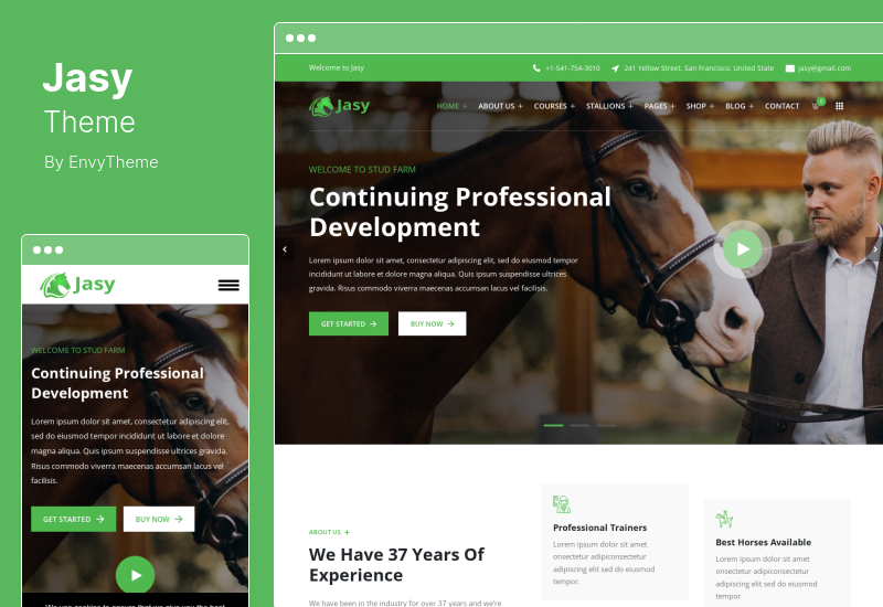 Jasy テーマ - Horses & Stables WordPress テーマ