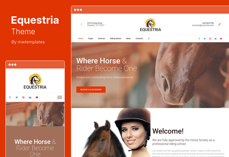 Equestria Theme - тема WordPress для клуба верховой езды