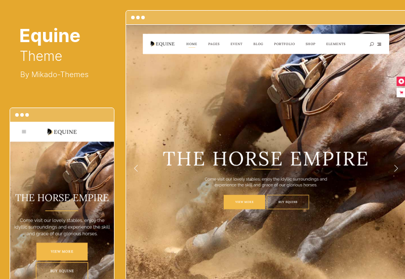 Tema Equine - Um tema WordPress de clube de equitação e equitação