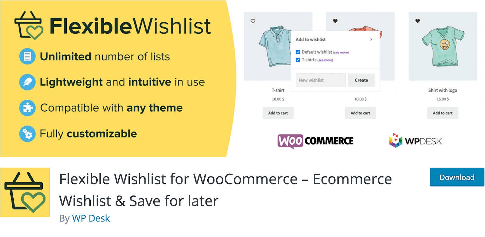 Flexible Wishlist for WooCommerce free plugin