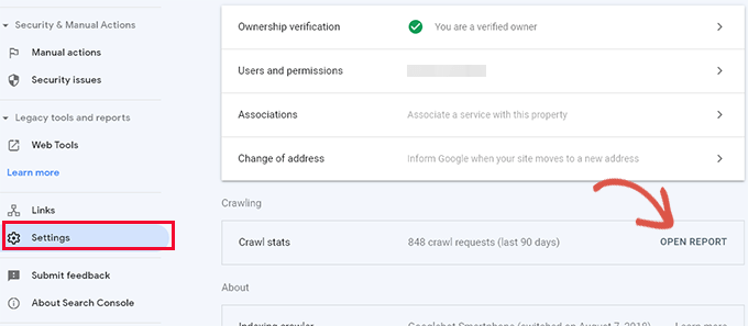 เปิดรายงานสถิติการรวบรวมข้อมูลใน Google Search Console