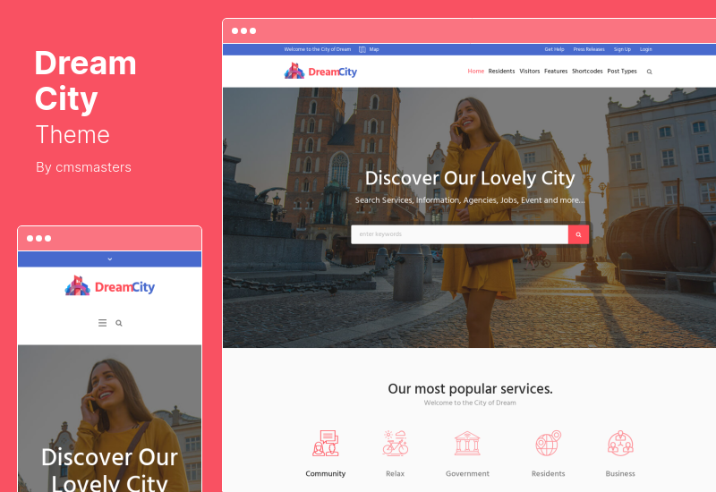 Motyw Dream City - Town Portal & Government Miejski motyw WordPress