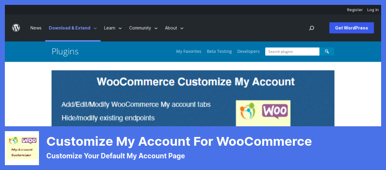 ปรับแต่งบัญชีของฉันสำหรับปลั๊กอิน WooCommerce - ปรับแต่งหน้าบัญชีเริ่มต้นของฉันเอง