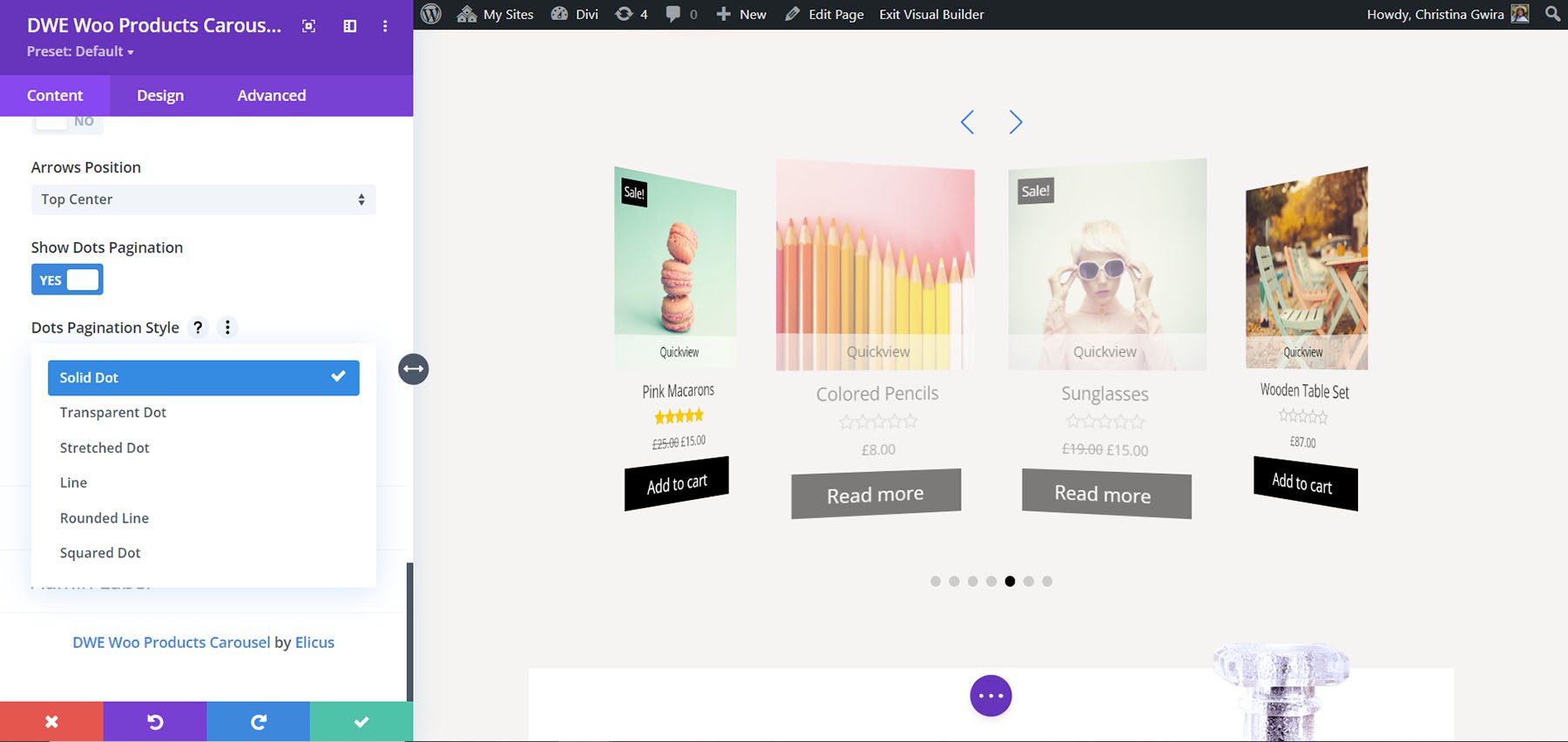 Productos extendidos de Divi WooCommerce