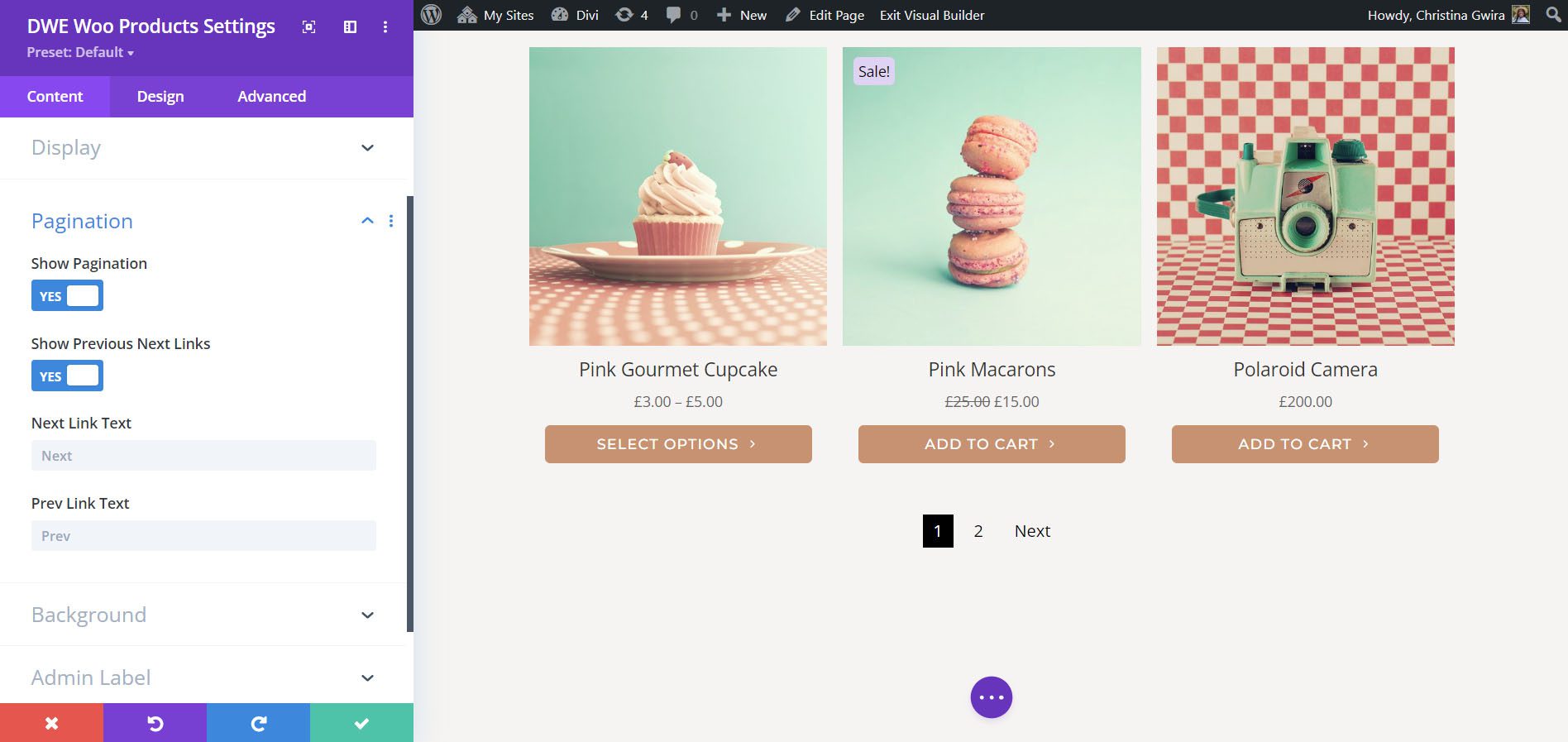 Productos extendidos de Divi WooCommerce