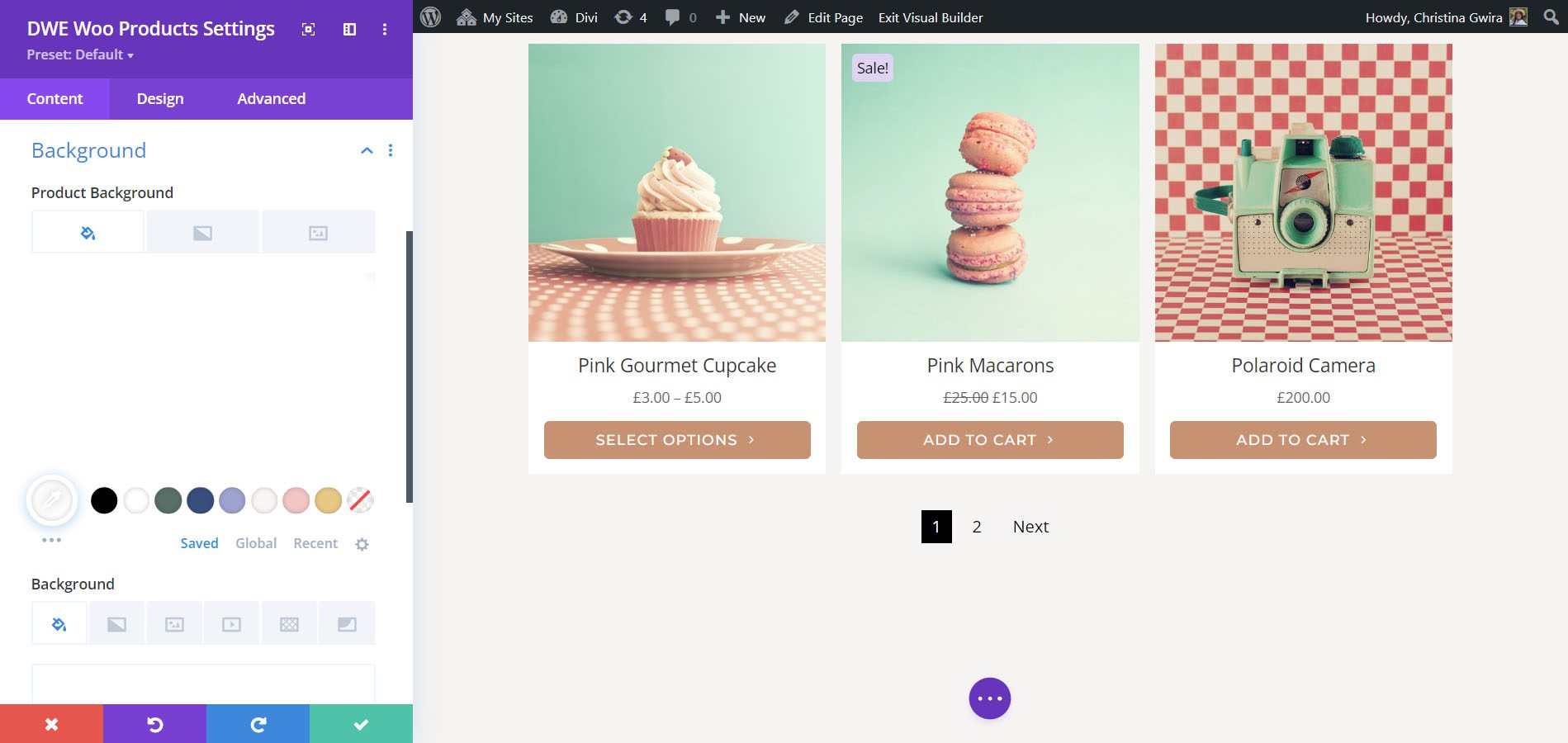 Productos extendidos de Divi WooCommerce