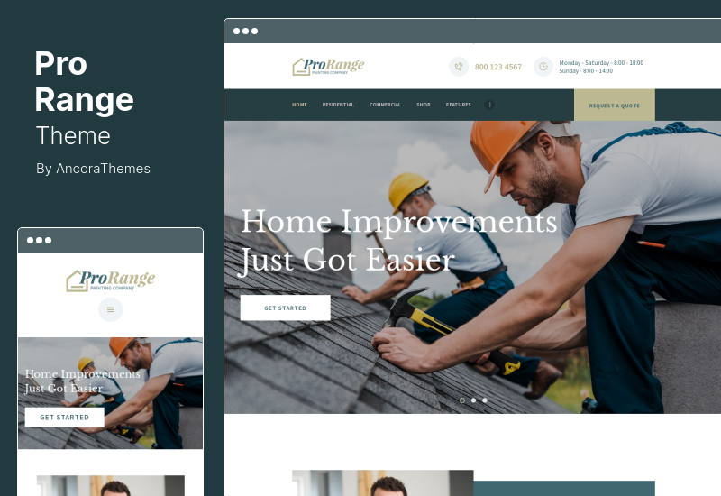 ธีม ProRange - บริษัท ก่อสร้างจิตรกรรม & ปรับปรุง WordPress Theme