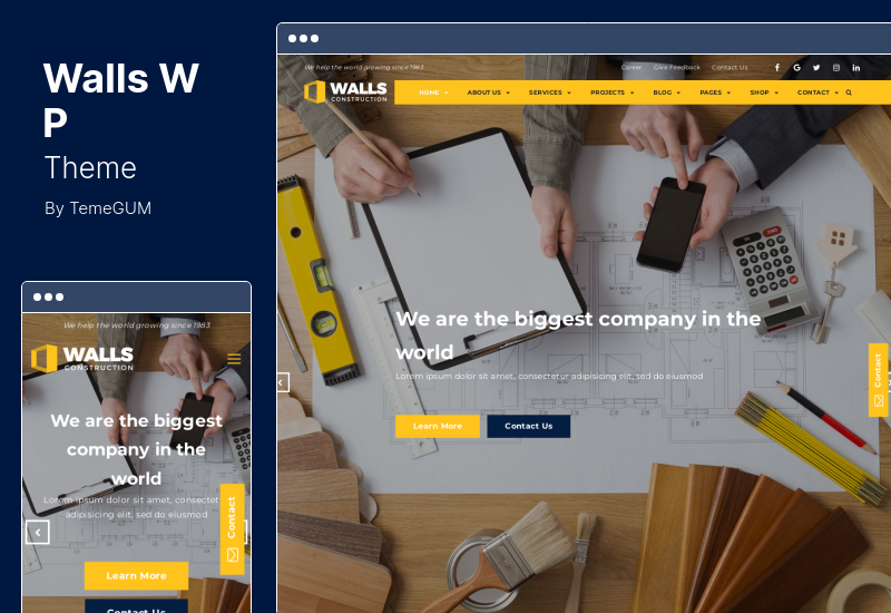 Walls WP Theme - บริษัทก่อสร้าง WordPress Theme