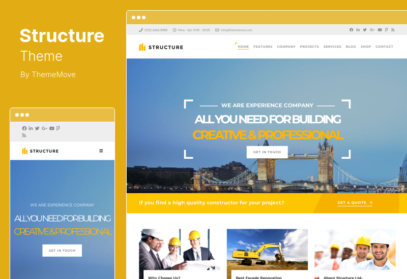 Tema de estructura - Tema de WordPress de fábrica industrial de construcción