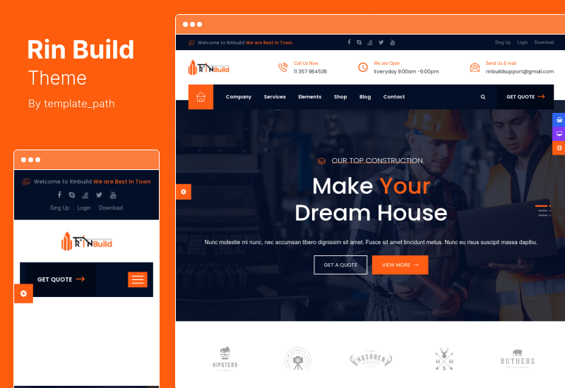 RinBuild Theme - บริษัทก่อสร้างอาคาร WordPress Theme