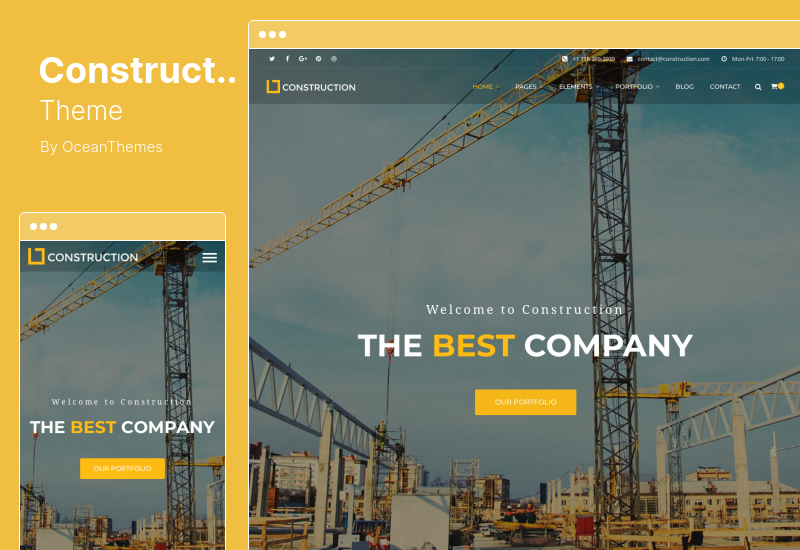 Tema de construcción - Tema de WordPress para empresas de negocios y construcción