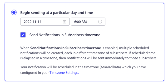 Programe notificaciones automáticas en la zona horaria del suscriptor