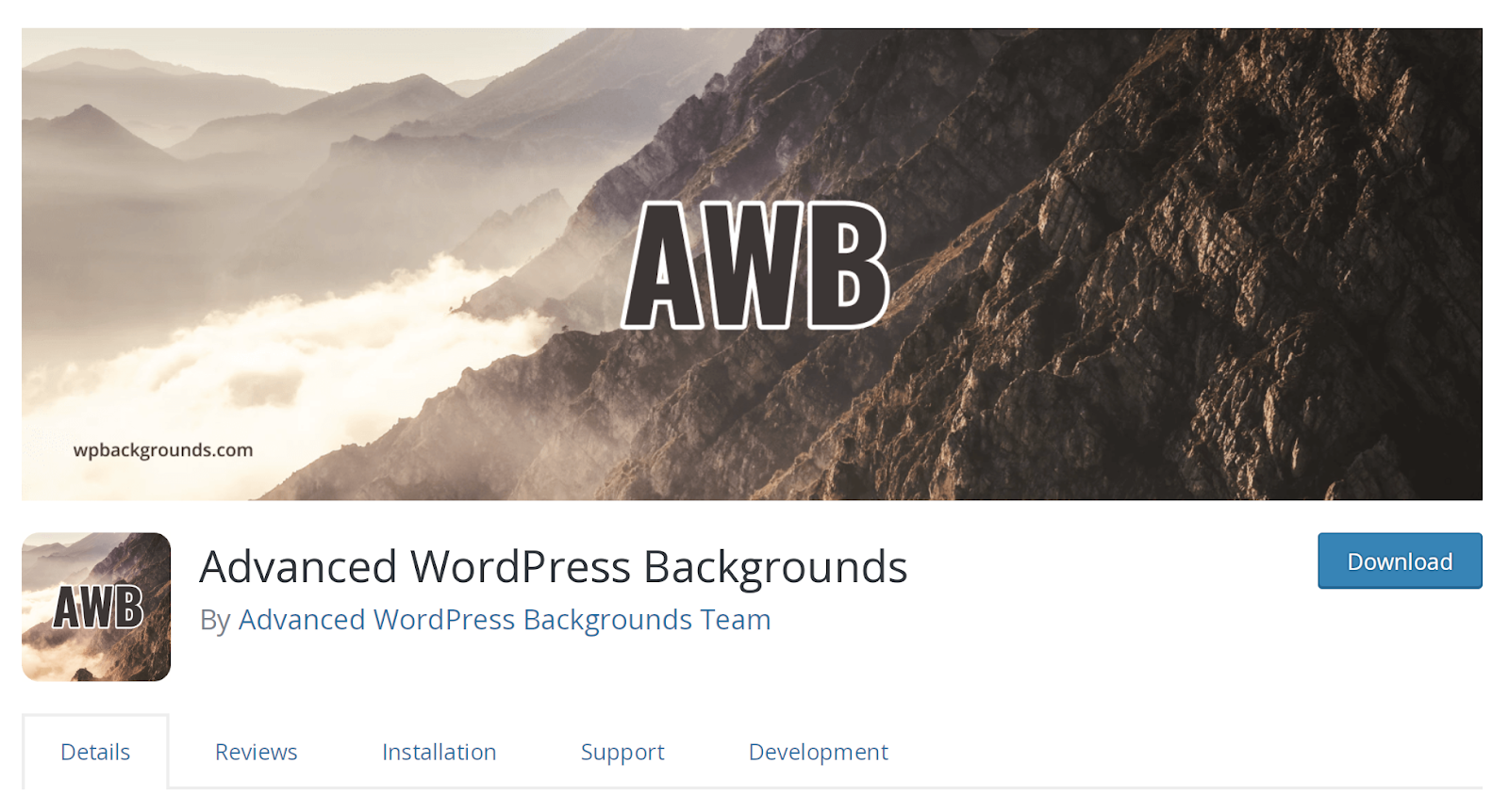 Halaman plugin Latar Belakang WordPress Tingkat Lanjut di repositori WordPress