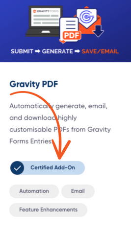 La balise Gravity Forms Certified Add-On