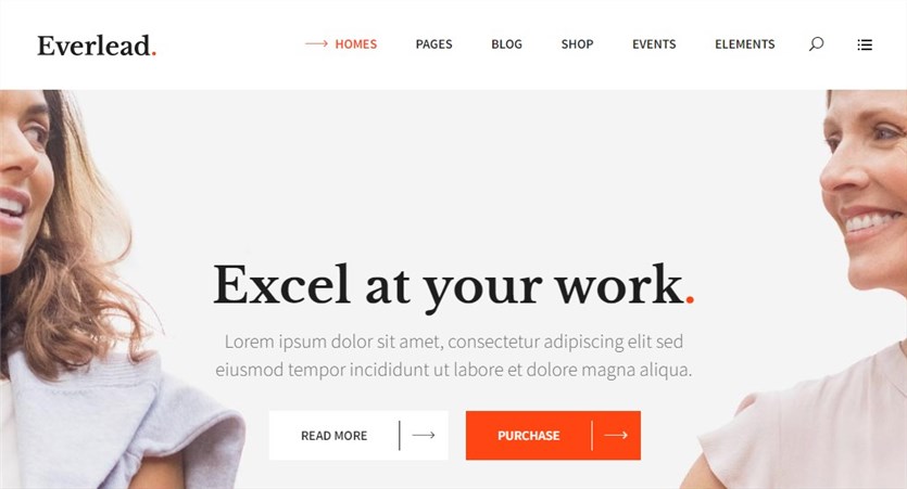 Motywy WordPress na temat coachingu premium w Everlead